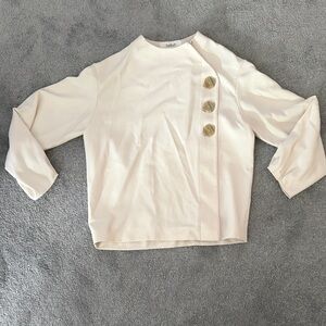 Cream 3/4 Top with Gold Buttons